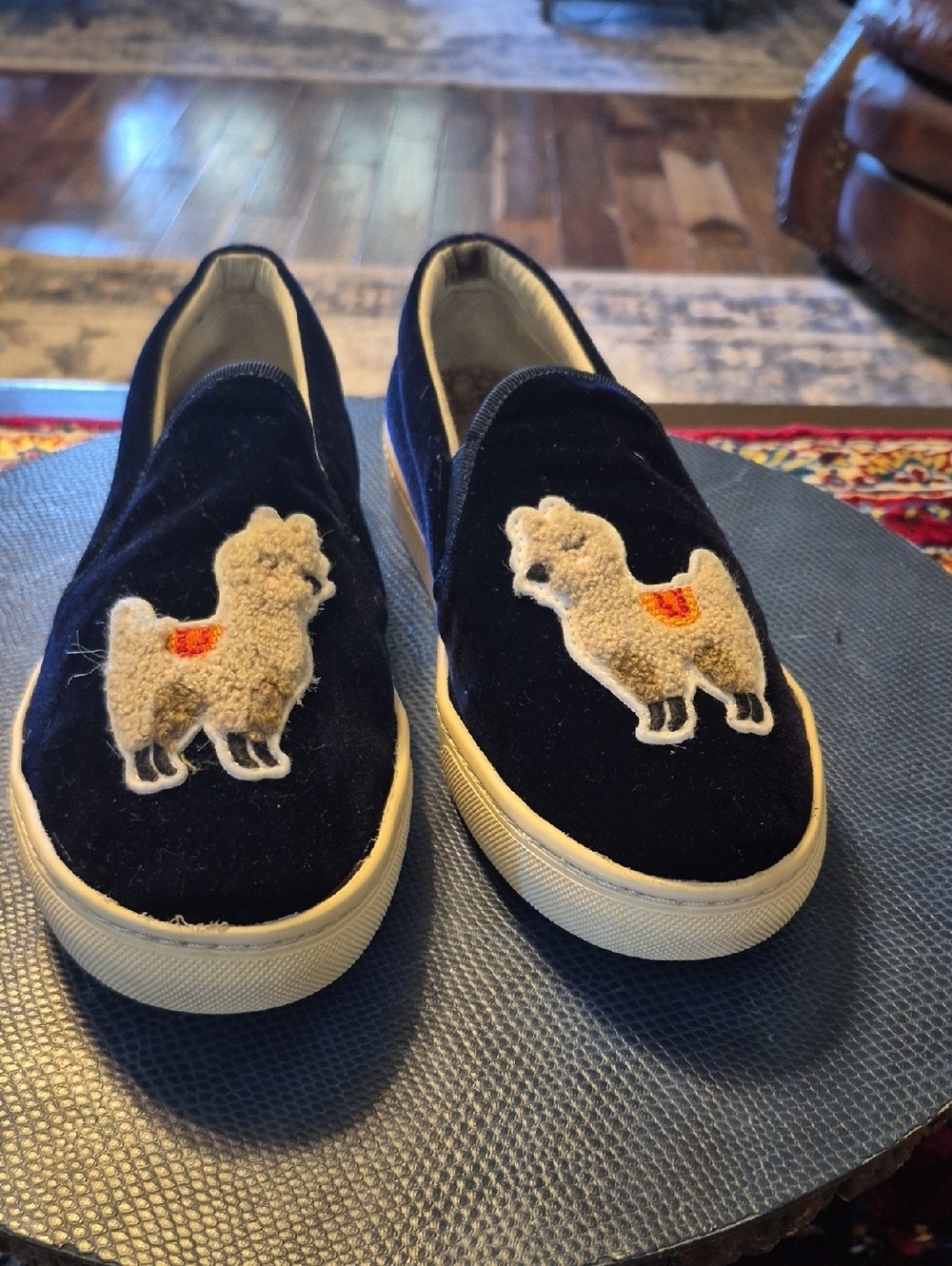 Soludos By Anthropologie Velour Lama Patch On Vamp. Slip-Ons  Sz.38/8.(#1484S)